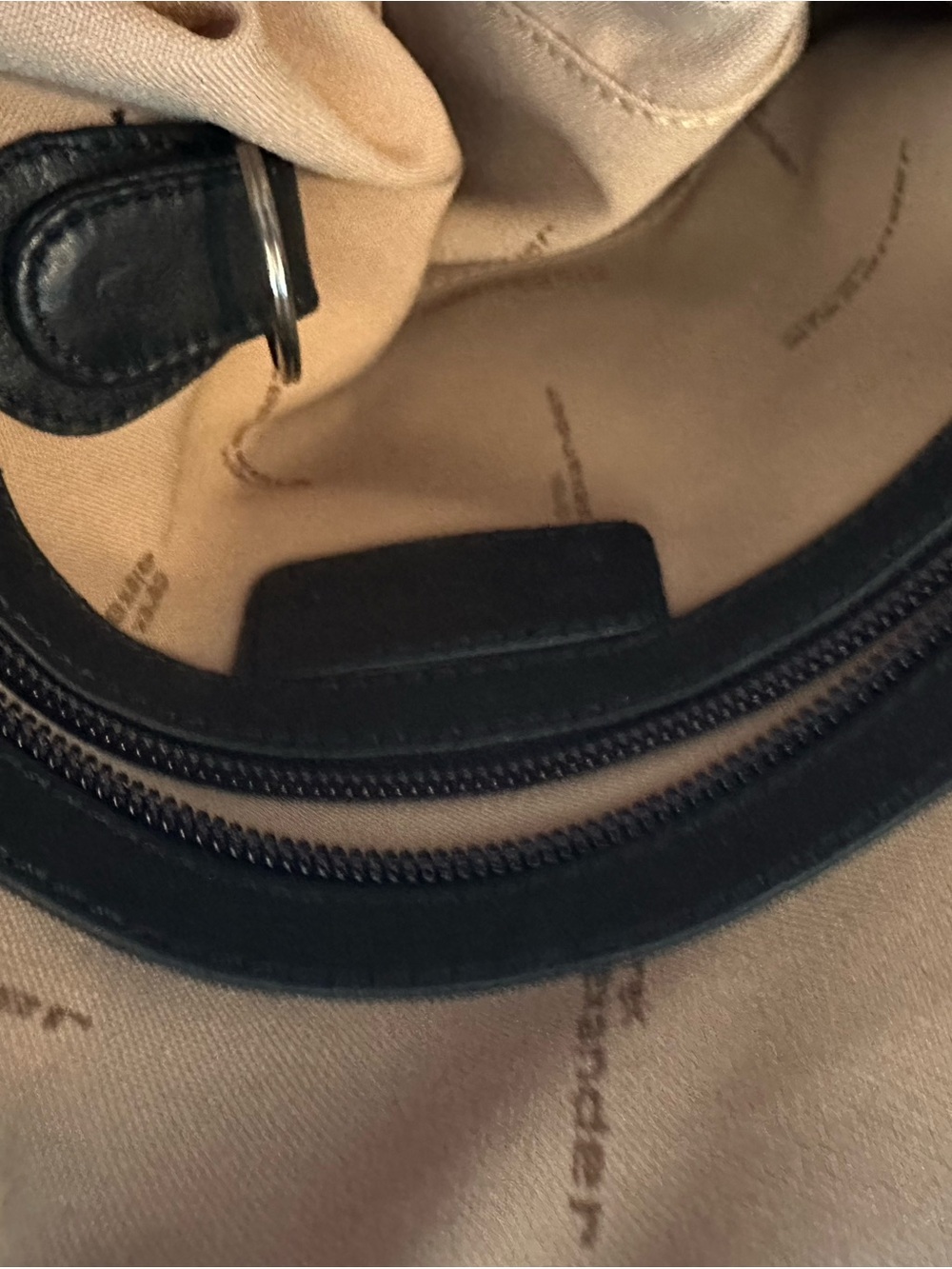 Black Leather Tote with Branded Beige Lining - Picture 9 of 12